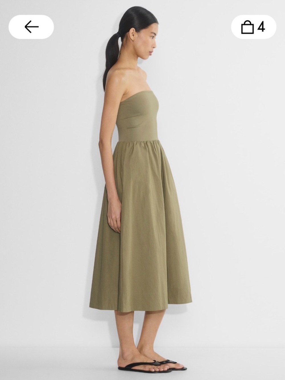 Aritzia Olive Green Spaghetti Strap Midi Dress